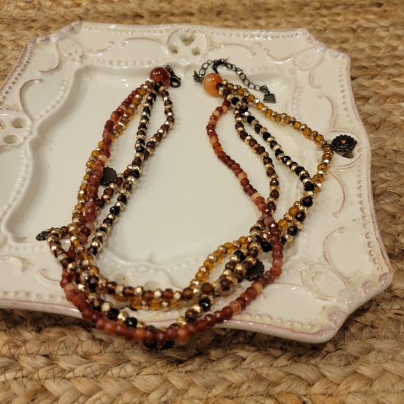 Pretty Cookie Lee necklace with 4 strands in Amber, Bronze and Shiny Gold colors - Picture 3 of 8